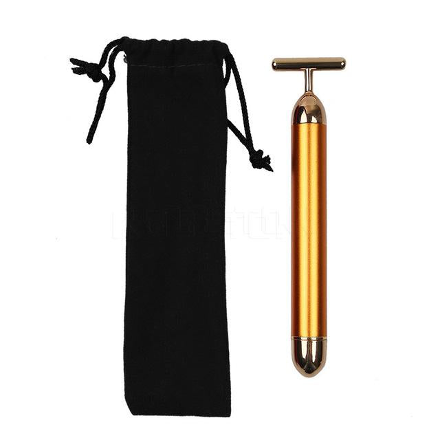 24K Vibration Facial Beauty Bar Golden Energy Face Massager Habibi Organics 24K Vibration Facial Beauty Bar Golden Energy Face Massager Habibi Organics